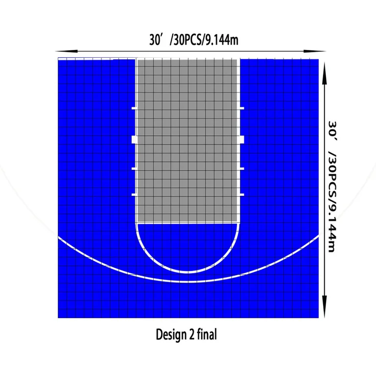Layout diagram for blue with a grey key, Design 1